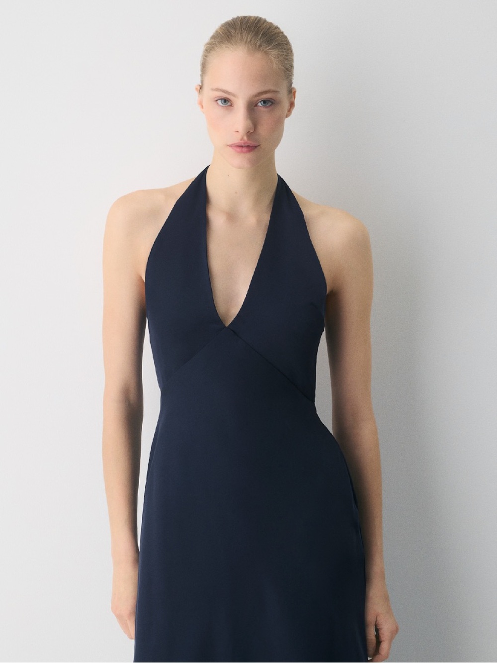 Nightscape Satin Halter Dress in Admiral - Picture 2 of 5